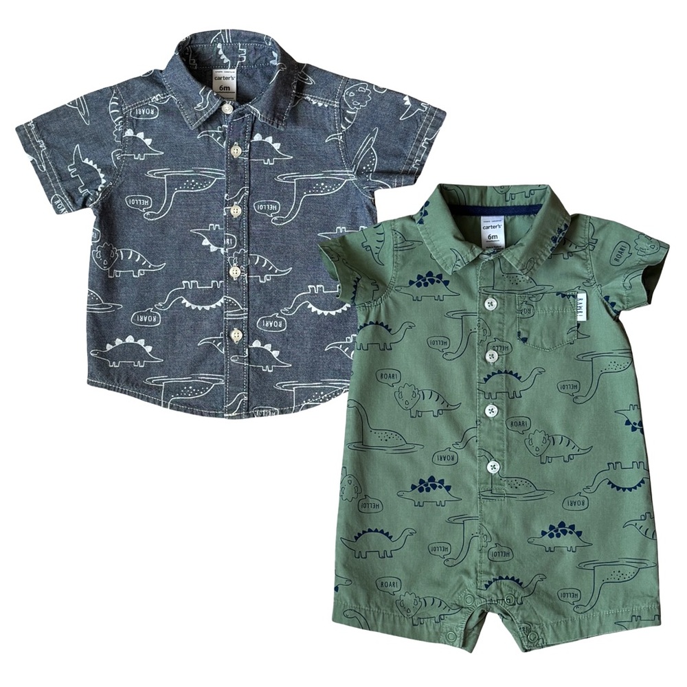 Carter's 6 month Dinosaurs Romper and Shirt Bundle